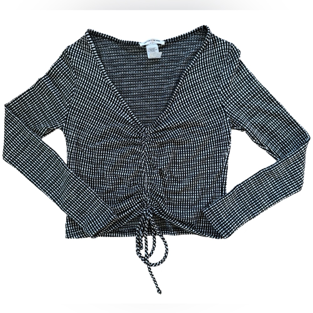 Caution To The Wind Cinch Front Long Sleeve Crop Top